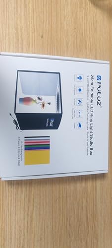 PULUZ 10x10 inch Photo Studio Light Box,Folding Portable Photography Tent Box Small Shooting lightbox CRI≥95 12 Colors Backdrops Mini Light Box Photography for Jewelry Watches Small Item Photography