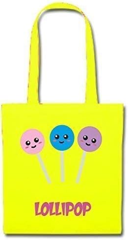 Fabric Case Cloth Bag Jute Bag Long Handle Cotton Bag Lollipop Kawaii Japan Cute Sweet Neon (Yellow)