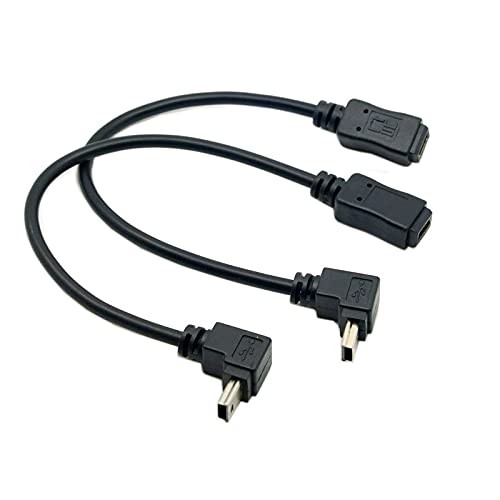cablecc, Mini USB 5 Pin Male to Female Cablc Extension Cable 2pcs 90 Degree Up & Down Angled 0.2m