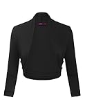 Doublju Womens 3/4 Sleeve Bolero Shrug Open Front Cardigan