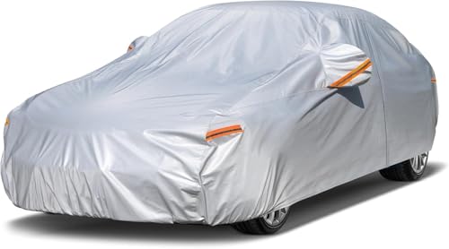 Kayme Waterproof Breathable Car Cover 6 Layers Outdoor Rain Sun Dust Cover with Zip and Cotton Lining for Sedan/Estate 470 to 490 cm, 3XL