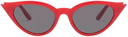 Clout Goggles Sixcup Retro Vintage Unisex Cat Eye Sunglasses Rapper Rhombic Mod Style Shades Glasses (Red)