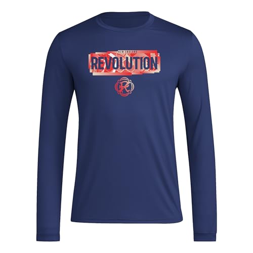 adidas Men's New England Revolution Local Pop Long Sleeve Pre-game T-shirt, Tea…