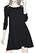 Lock and Love LL WDR930 Womens Round Neck 3/4 Sleeves Trapeze Dress XXXL BLACK