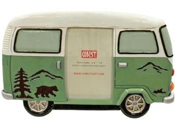 Picture Frame, Camp Van with Bear Scene, Holds a 3.5x5-inch Photo