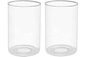 SGLED Clear Glass Lamp Shade Cylinder Glass Shade Replacement Globes for Light Fixture with 1-5/8 Inch Fitter Diameter 4 inch Height 6.5 inch (2 pack)