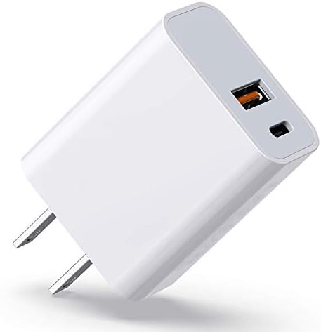 USB C Charger, 20W Fast Charging Block, 2 Port Fast Charger Block with USB C Power Adapter, PD + Quick Charge 3.0 USB Wall Charger Plug for iPhone 12/12 Mini/Pro Max/11/iPad Pro/AirPods Pro/Samsung