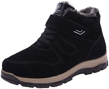REYO Men's Comfort Suede Fabric Winter Warm Velvet Thickening Non-Slip Soft Bottom Large Size Men's Cotton Boots