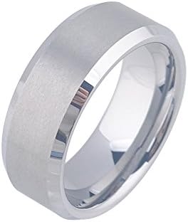 SIAWASE 8mm Tungsten Men's Wedding Band Ring in Matte Finished Center Polished Beveled Edge Comfort Fit (11)
