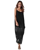 ZANZEA Women Summer Loose Sleeveless Insert Lace Long Beach Maxi Dress