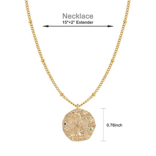 Qerrassa Star Sign Necklace For Women Coin Zodiac Necklaces Girls Virgo Scorpio Gemini Libra Leo Sagittarius Capricorn Taurus Aries Aquarius Cancer Pisces Gold Charms Layered Personalised Jewellery…