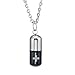 Urban Jewelry Mens Stainless Steel Pill Cross Necklace Pendant - Black & Silver, 21