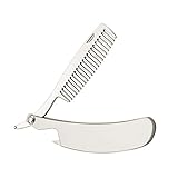 LWBTOSEE Stainless Steel Beard Comb Men's Hair, Beard and Mustache Styling Comb with Carry Case Folding Pocket Mental Comb