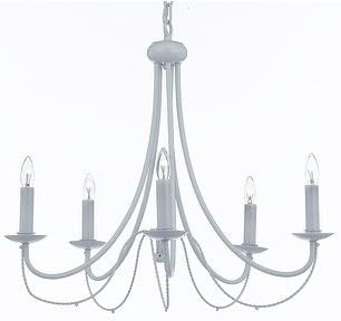 White Wrought Iron Chandelier Chandeliers Lighting 5 Light Fixture Country French