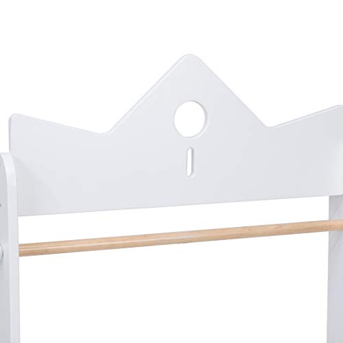 JOLIE VALLÉE TOYS & HOME 2-in-1 Kids Wood Armoire Wardrobe Crown Clothes Rack, White Baby Clothes Storage Rack Standing Closet, Boutique Clothes Rack Organizer for Toddler Girls 2-5 Years - Thumbnail 6