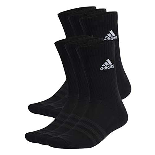 adidas Unisex Cushioned Sportswear Crew Socks 6 Pairs, Black / White, 49-51 thumbnail 1