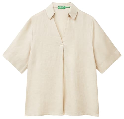 United Colors of Benetton Blusa 5BMLDQ0B6 Camicia, Beige, M Donna