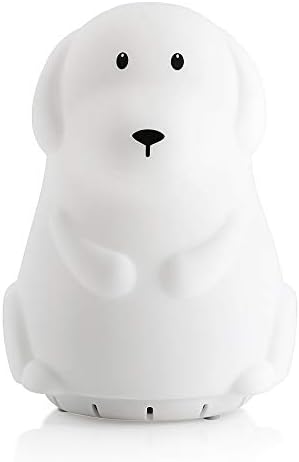 Hugmo Cute Puppy Soft Silicone Baby Night Light with Bluetooth Speaker - Portable and Rechargeable Infant or Toddler Color Changes with The Music Or C