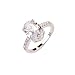 Haluoo White Opal Ring, S925 Sterling Silver Oval Lab Created White Opal Engagement Wedding Band Halo Enternity Band Cubic Zirconia Statement Anniversary Promise Ring for Women Ladies (7, Silver)thumb 1
