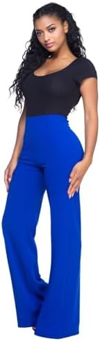 cemi ceri women's high waist dress pants Wide Leg – Elegant Work Trousers, Office & Casual Wear, Flared Business Slacks, Royal Blue, L price in UAE | Amazon UAE elegant dress for baby shower