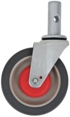 Swivel Stem Caster Gray Non-Marking 5" Wheel 1" Round Stem with 3/8" Lock Hole