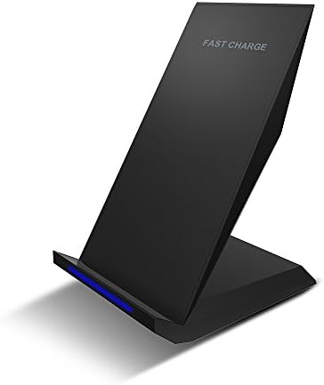 Fast Wireless Charger,LaoTzi 2 Coils QI Charging Pad Stand for Samsung Galaxy Note 5, S8, S8 Plus, S7, S7 Edge, S6 Edge Plus and Other QI-enabled Devices[Sleep-friendly] (No AC Adapter) (Black)