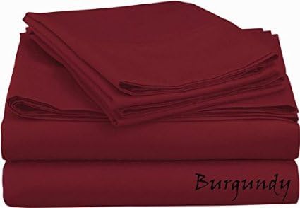 400 Thread Count Quality Egyptian Cotton Sheets on Amazon Choose Solid Colors { Burgundy } - Deep Pocket Fitted { 22" Inches } - Bedding Sizes Queen Ultimate Luxury Sheet Set 4 PC By NH Linen