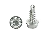 Stainless #8 x 1/2" Hex Washer Head Self Drilling Sheet Metal Tek Screws with Drill Point,(1/2" to 1-1/2" Length in Listing) 100 Pieces (#8 x 1/2)