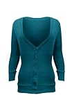 G2 Chic Women's Button Down 3/4 Sleeve V-Neck Light Weight Sweater Cardigan
