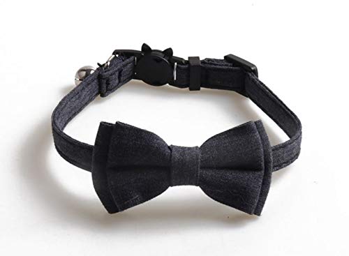 Bowtie Cat Collars with Bell | Safe Quick Release Breakaway Buckle | ZACAL Cat Collars (Navy Blue)