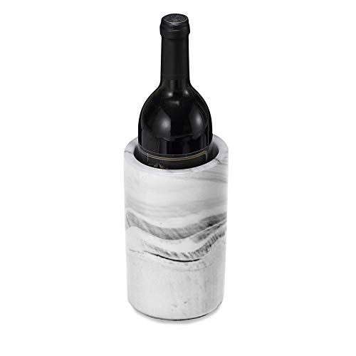 Porcelain Wine Bottle Chiller - Decorative Marble Wine Cooler Caddy And Champagne Bucket - 8" Tall Grey Decorative Marble - Thumbnail 2