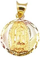 10k Yellow Gold Tri Tone Small Guadalupe Pendant Virgin Mary Charm