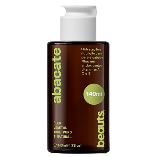 Óleo de Abacate 100% Puro Vegetal e Natural - Hidratante Corporal, Massagem, Banho Aromaterapia e Uso Capilar - Tampa Gotejadora - 140ml Beauts