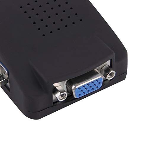 PC Laptop Composite Video TV RCA Composite S-Video AV In To PC VGA LCD Out Converter Adapter Switch Box Black US Plug - Thumbnail 3