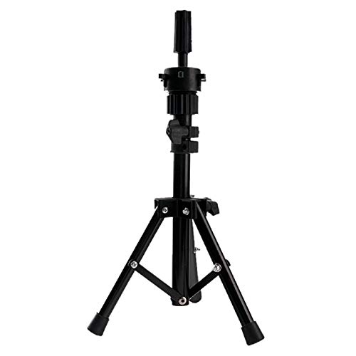 Hairdressing Holder, Putars Metal Adjustable Tripod Stand Holder for Hairdressing Training Head Canvas Block Head Tripod Cosmetology Training Doll Head Stand Head Tripod Wig Stand (Black)
