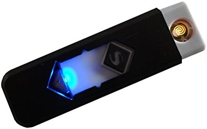 Qprods - Electric USB coil lighter. Windproof and Ecological. No flame, gas or liquids. USB rechargeable. Lights thousands of cigarettes. 1 year warranty (Black)