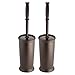 mDesign Compact Freestanding Plastic Toilet Bowl Brush and Holder for Bathroom Storage and Organization - Space Saving, Sturdy, Deep Cleaning, Covered Brush, 2 Pack - Bronze primary