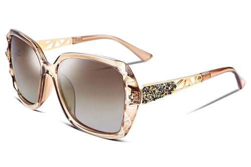 FEISEDY Gafas de sol cuadradas polarizadas para mujer, moda marco de gran tamaño brillante compuesto lentes de sol B2289