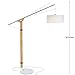 Brightech Eithan LED Floor Lamp â€“ Modern Contemporary Elevated Crane Arc Floor Lamp & Linen Hanging Lamp Shade- Tall, Industrial - Uplight Lamp for Living Room Office or Bedroom Natural Wood