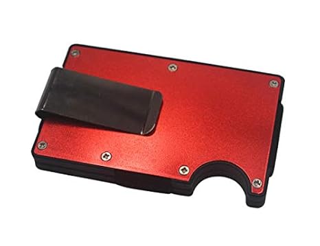 RENCALO Aluminium Slim Wallet Front Pocket Wallet & Money Clip Minimalistische Geldbörse RFID EDC Gadget blockieren-rot