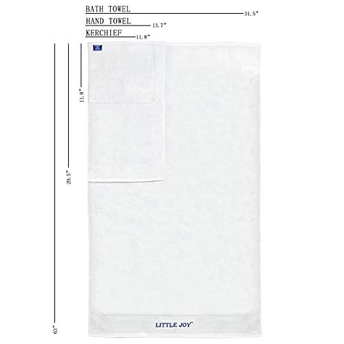 LITTLE JOY Bath Towels Set extra large 100% Cotton shower towels Highly Absorbent Super Soft Bathroom Towels Sets (White, Set of 6)