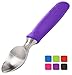BALCI Ice Cream Scoop - Heavy Duty Stainless Steel Icecream Scooper With Non-Slip Rubber Grip - Professional Metal Ice-Cream Spade - Dishwasher Safe – Purple