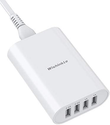 Wishinkle 34W 4 Multi-Port Desktop USB Wall Charger Fast Charging Station Hub Power Adapter for  iPhone 11/11 pro/XR/X/XS, Samsung Note 9/Galaxy S10/S9 and More (TS34A)