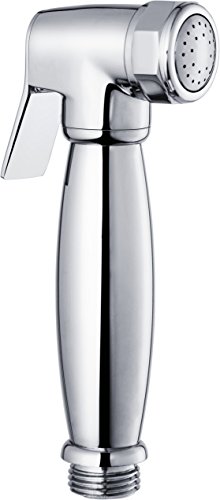 Stainless Steel Self-Cleaning High Pressure Handled Bidet Sprayer / Shataff Set with Flexible Hose and Holder and T-Valve (Chrome) (Chrome2)