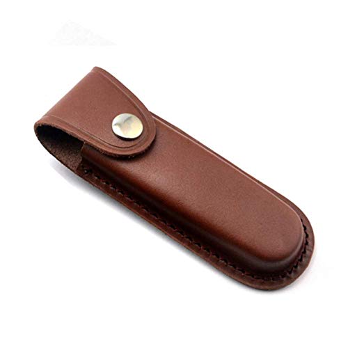 IDEAL GEAR Leather Knife Sheath 5 Inch Folding Blade Pocket Knife Sheath Leather Case with Snap Closure Belt Loop Case Leather Pouch Folding Knife Sheath Holder