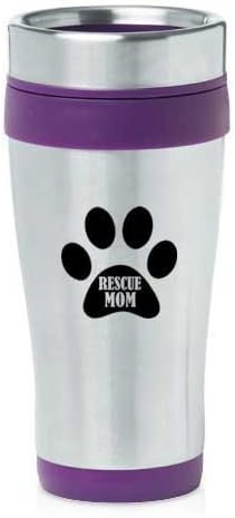 Amazon Com Purple 16oz Insulated Stainless Steel Travel Mug Z1535 Paw Print Rescue Mom Kitchen Dining