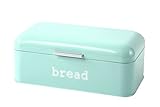 Bread Box for Kitchen - Stainless Steel Bread Bin Storage Container For Loaves, Pastries, and More - Retro / Vintage Inspired Design - Light Blue - 16.75 x 9 x 6.5 inches