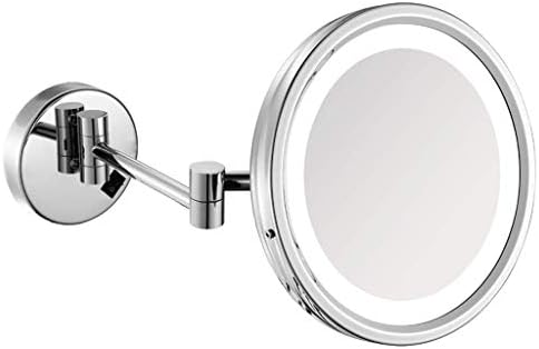 Jokeagliey Wall Mirror Led Beauty Mirror 3X Magnification Double-Sided Folding Dressing Table Retractable 360-Degree Rotating Function Shaving Mirror,A