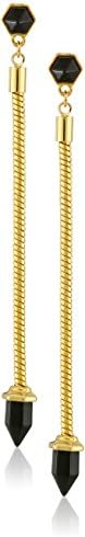 12k Gold-Plated The Retro Black Onyx Drop Earrings