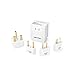 BESTTEN 1875W Voltage Converter Transformer and Universal Travel Adapter Plug Kit for UK/AU/US/EU/Asia Step Down 220V to 110V, 5pc Pack, CE and RoSH Certified, White